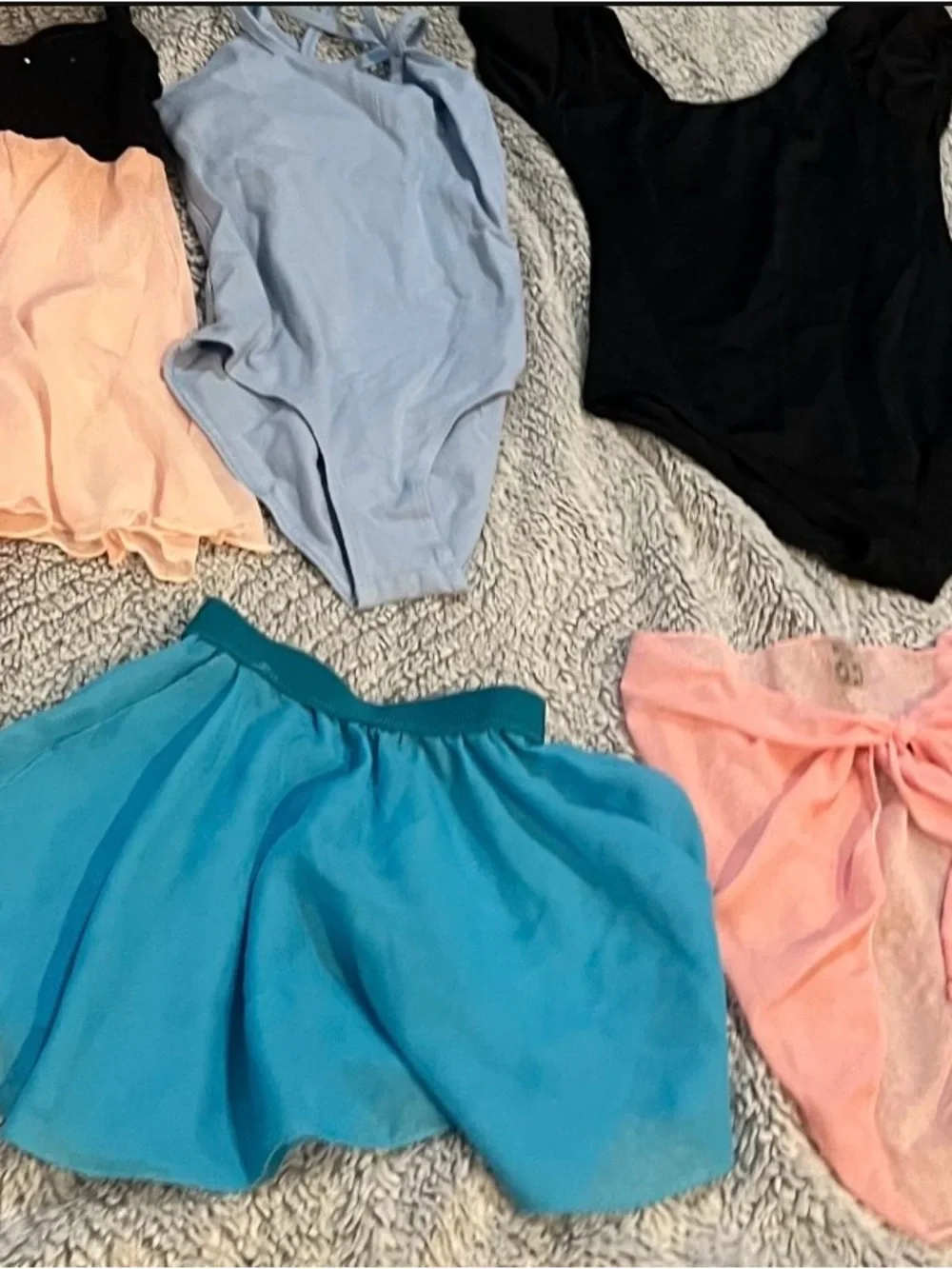 Girls' Light Blue Chiffon Skirted Dance Dress - Blue